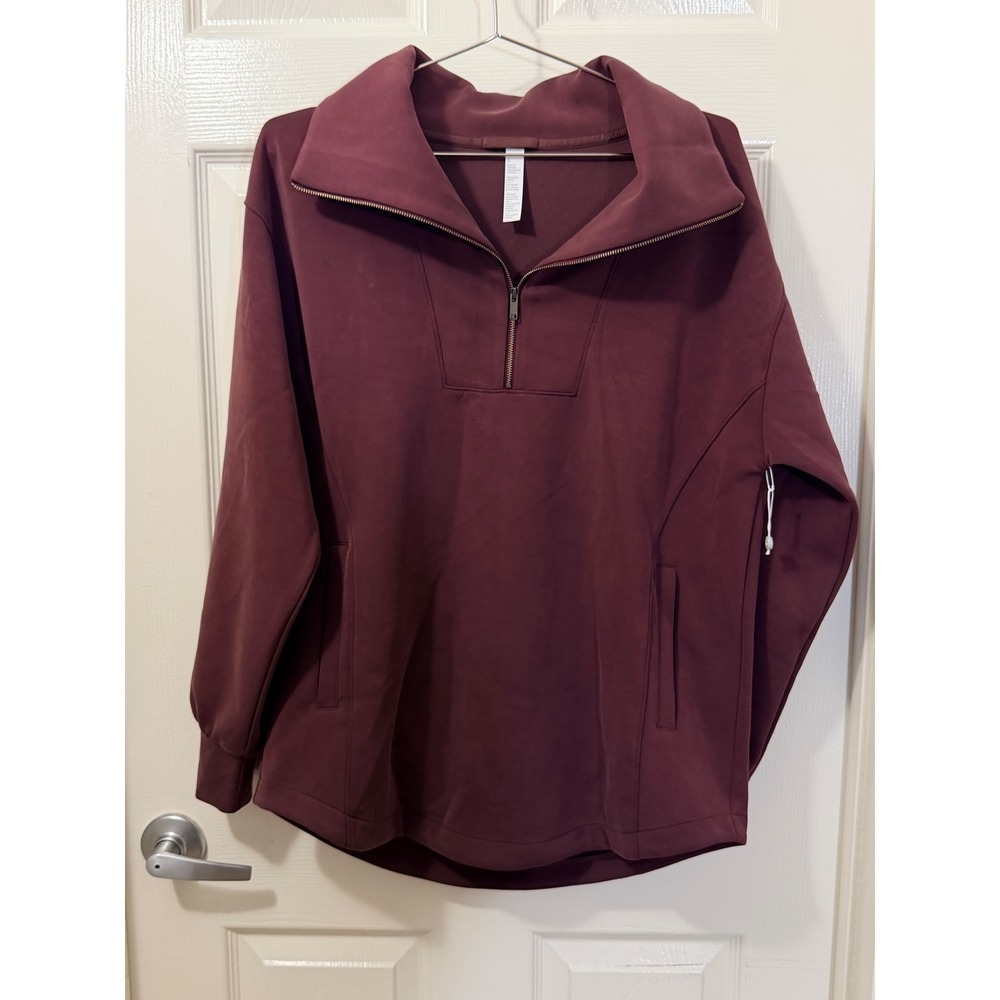 Zella Restore Half Zip Pullover Sweatshirt Burgundy Plum Small - Picture 2 of 5